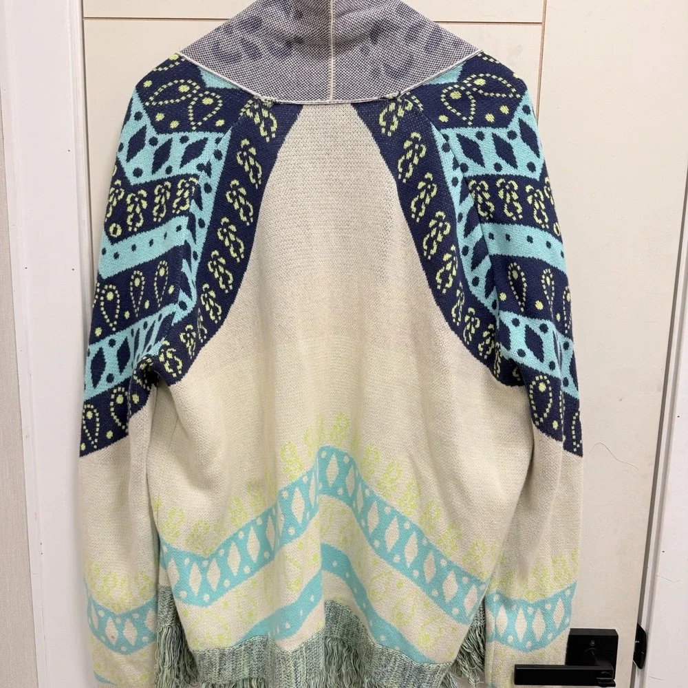 Anthropology Gypsy 05 Global Village Cardigan Fringe Sweater L - Picture 7 of 11